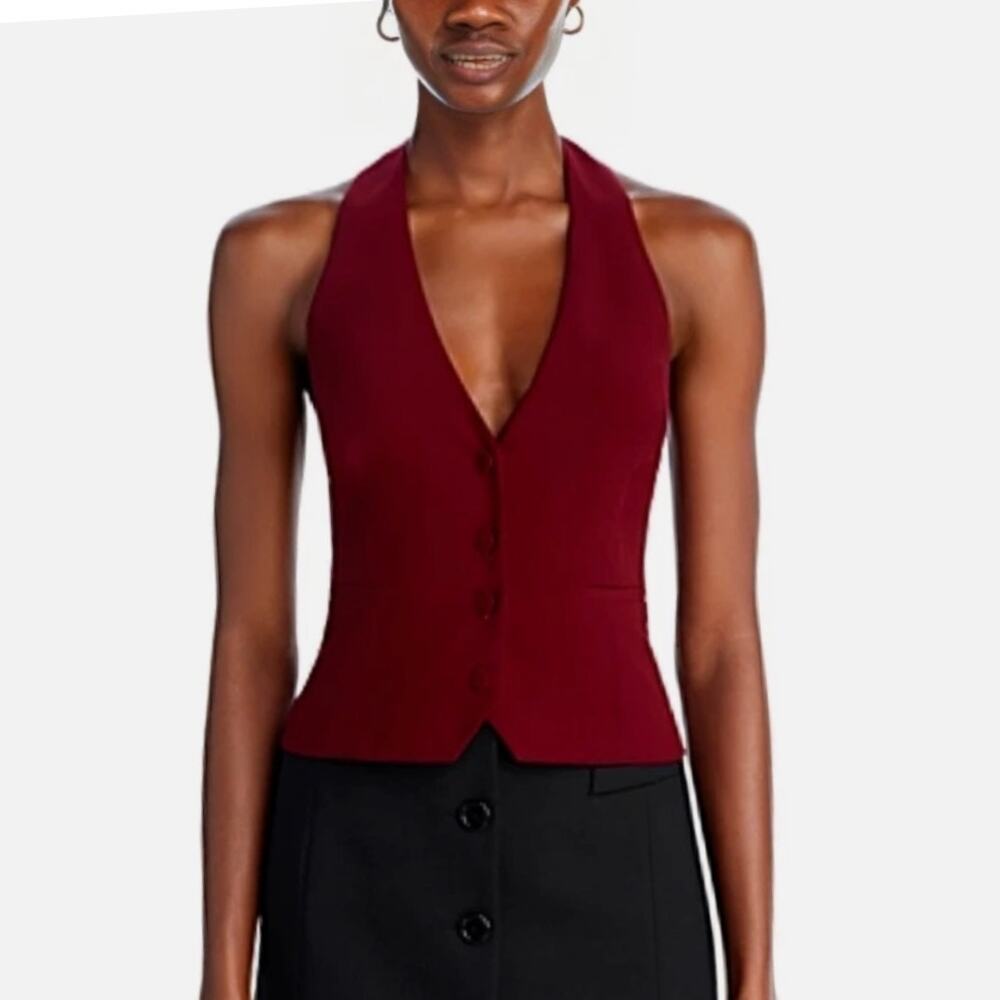 NWT AQUA Halter Vest - Red Wine/Burgundy - Size S